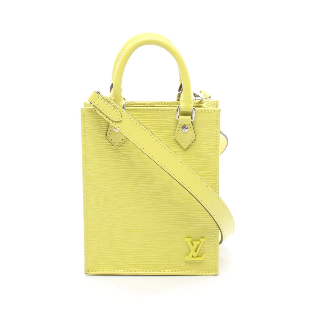 Louis Vuitton Sac Plat Handbag Leather Epi Green